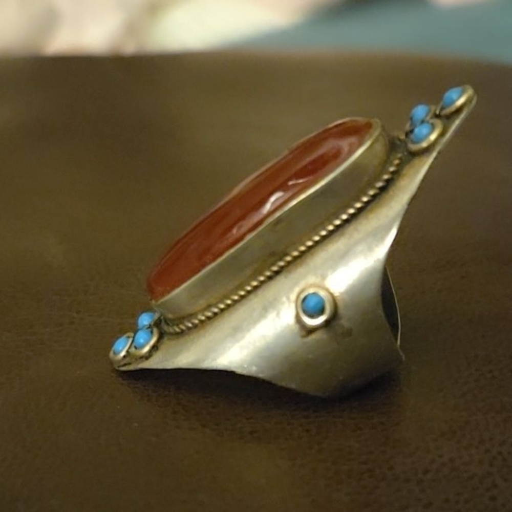 Elongated Sterling Silver Antique Ring - Picture 3 of 7